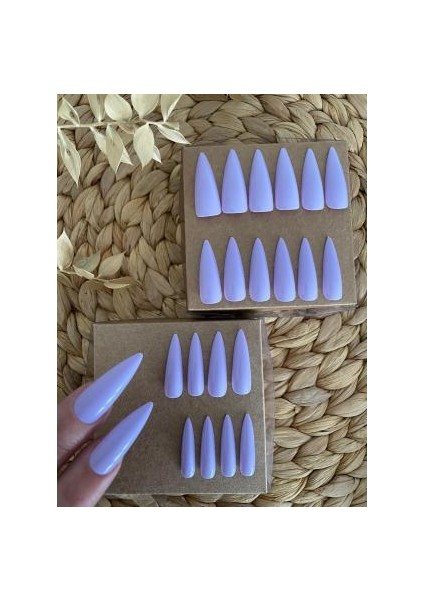 20 Adet Lila Stiletto Takma Tırnak