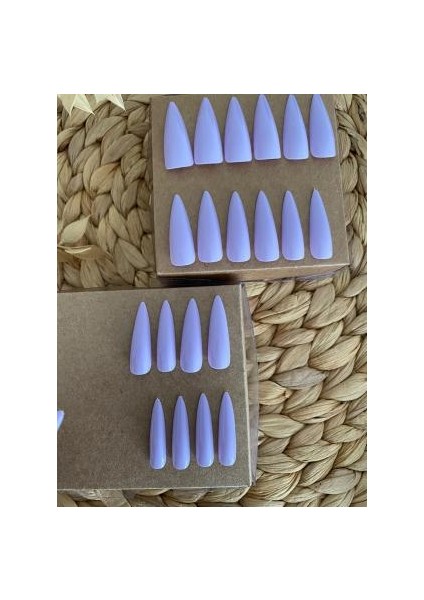 20 Adet Lila Stiletto Takma Tırnak