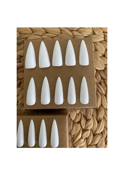 100 Adet Beyaz Stiletto Takma Tırnak modelleri