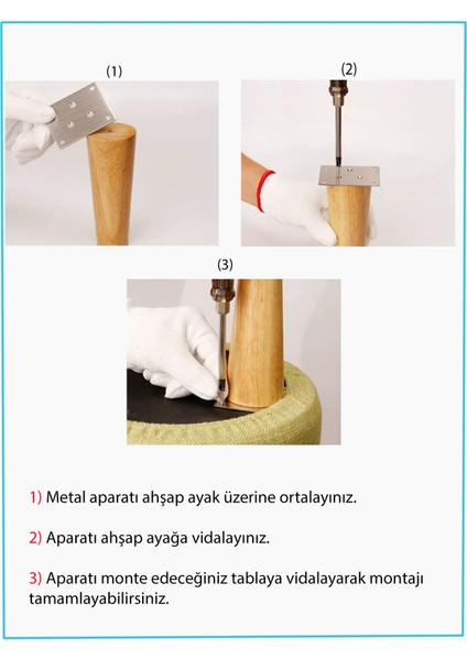 Ahşap Masa Ayağı 4'lü Set  / Uzunluk: 75 cm - Çap: 5.5 cm