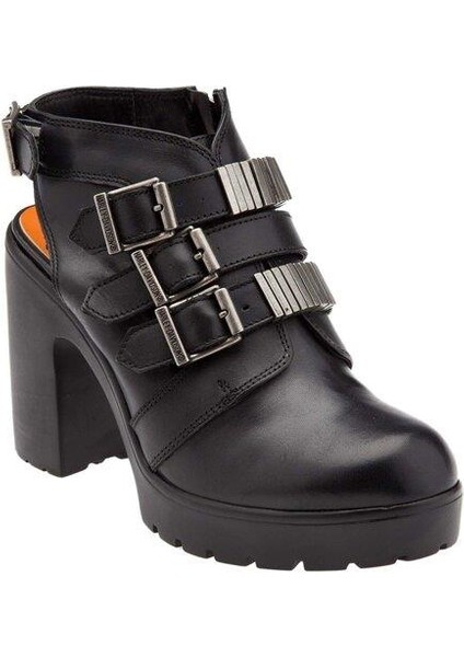 Nuptse Black Deri Topuklu Kadın Ayakkabı