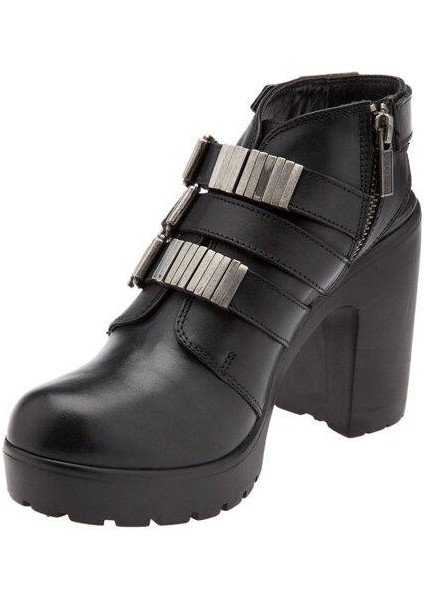 Nuptse Black Deri Topuklu Kadın Ayakkabı modelleri