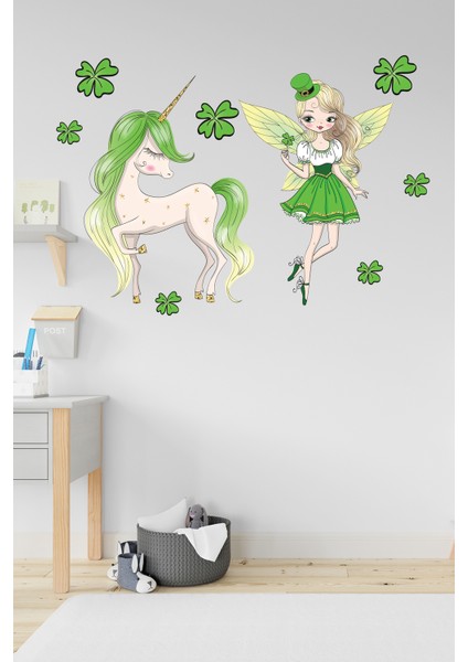Sevimli Peri ve Unicorn Çocuk Odası Stickeri