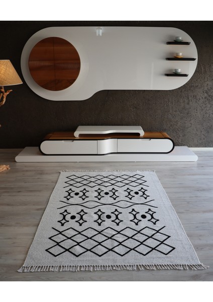 Arte Halı Natürel Nakışlı Kilim Siyah Beyaz Makinada Yıkanabilir Salon Halısı fiyatları