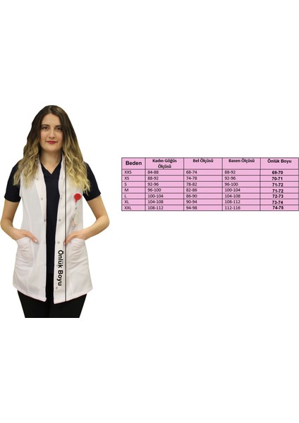 Gömlek Yaka Kadın Kısa Boy - Kolsuz Doktor Önlüğü , Öğretmen Önlüğü , Hastane Forması , Beyaz Önlük modelleri