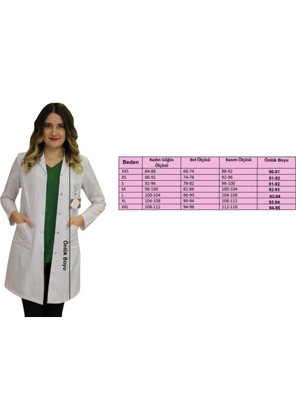 Gömlek Yaka Kadın Orta Boy - Uzun Kol Doktor Önlüğü , Öğretmen Önlüğü , Hastane Forması , Beyaz Önlük modelleri