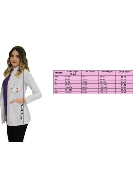 Hakim Yaka Kadın Kısa Boy - Uzun Kol Doktor Önlüğü , Öğretmen Önlüğü , Hastane Forması , Beyaz Önlük modelleri