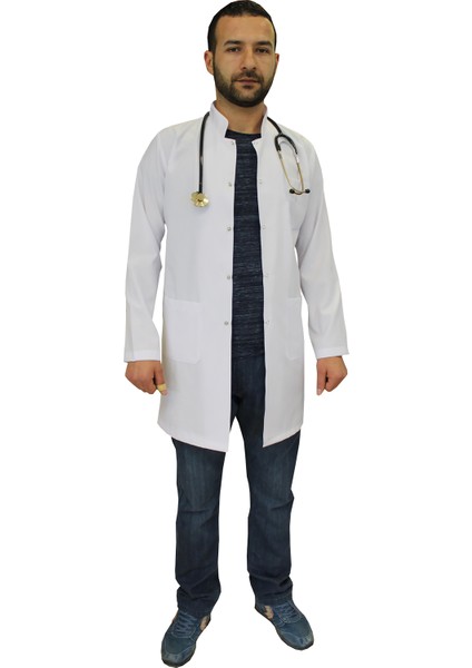 Hakim Yaka Erkek Doktor Önlüğü , Hemşir , Öğretmen , Lab Eczacı Laboratuvar Önlüğü , Beyaz Önlük