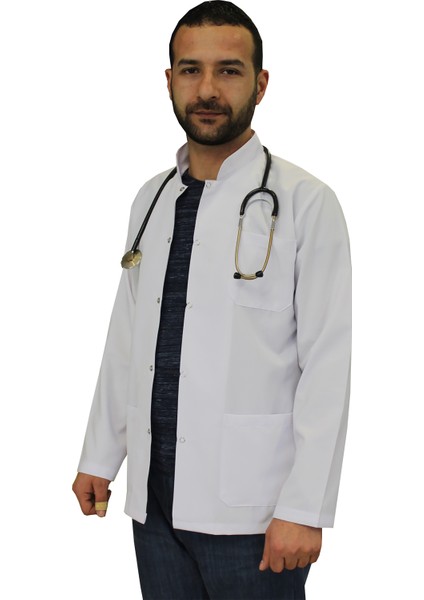 Hakim Yaka Erkek Doktor Önlüğü , Hemşir , Öğretmen , Lab Eczacı Laboratuvar Önlüğü , Beyaz Önlük