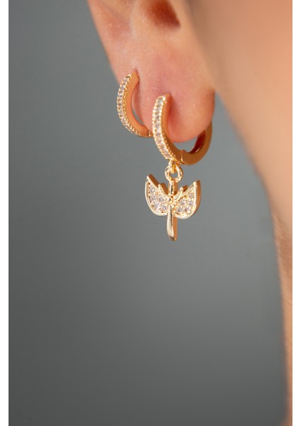 Kadın Melek Detaylı Halka Model Küpe