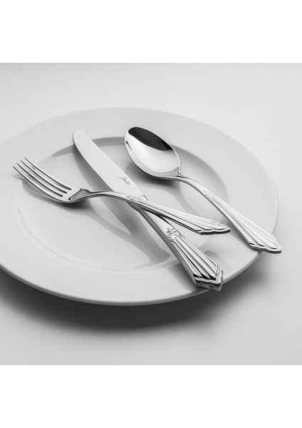 1003 12 Kişilik 84 Parça Çatal Kaşık Bıçak Takımı + Teos Metal Saplı Çaydanlık