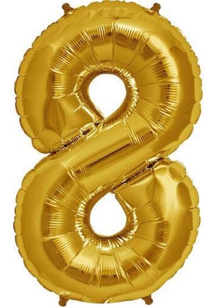 Rakam Folyo Balon 8 Altın Renk 100 cm - 40"