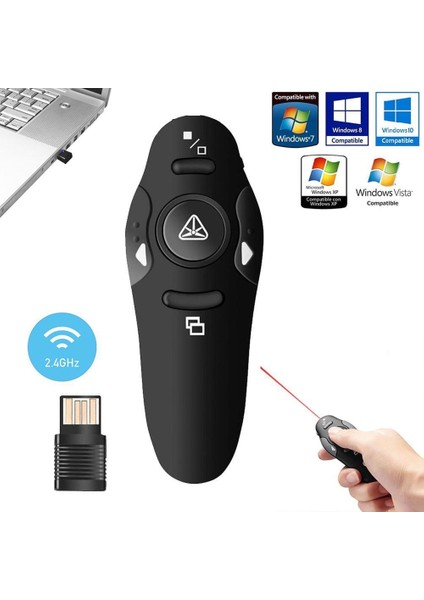 Good Shop 2.4ghz Kablosuz Fare USB Powerpoint Sunumu Ppt Flip Pen Pointer Clicker Presenter, Kırmızı Işıklı Uzaktan Kumandalı Pc Faresi (Yurt Dışından)