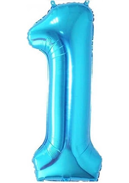 Rakam Folyo Balon 1 Mavi Renk 86 cm - 34”