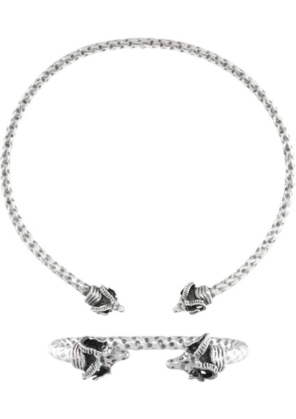 Kadın Antik Gümüş Kaplama Koçbaşı Uçlu Choker & Bileklik Set indirimleri