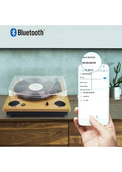 TT249 Retro Pikap - Bluetooth + Mp3 Kayıt - 33, 45, 78 Devir RM-TT249