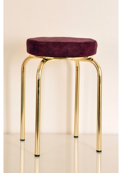 5 Adet Bordo Ninova Altın Ahtapot Tabure Mutfak Taburesi Demir Tabure