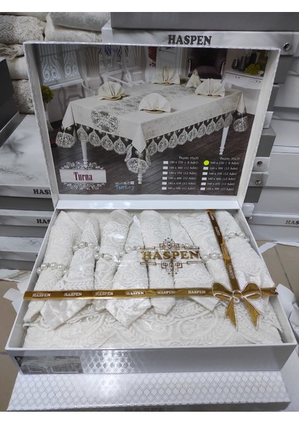 Turna 12 Peçeteli Kadife Kumaş Fransız Güpürlü 25 Parça Lüks Yemek Takımı modelleri