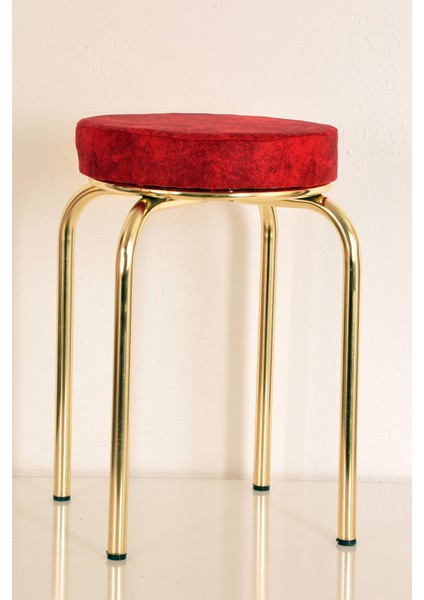 8 Adet Kırmızı Ninova Altın Ahtapot Tabure Mutfak Taburesi Demir Tabure