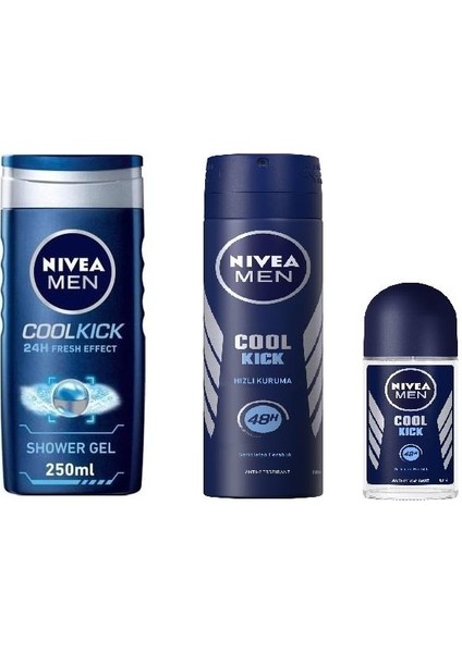 Men Cool Kick Duş Jeli 250ml + Deodorant 150ml + Rool On 50ml