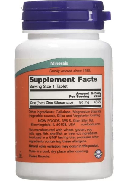 Now ZİNC 50 Mg 100 Tablets. Adınıza Resmi Faturalı Orijinal Amerikan Ürünü.