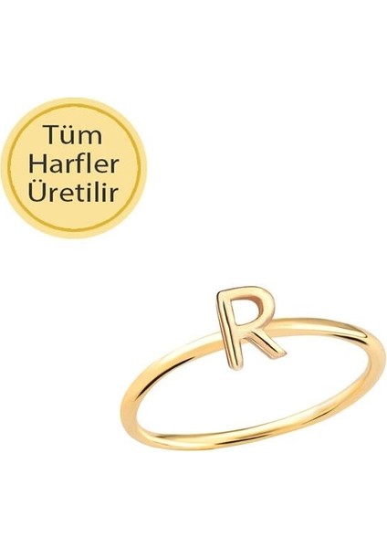 14 Ayar Altın R Harfli Yüzük