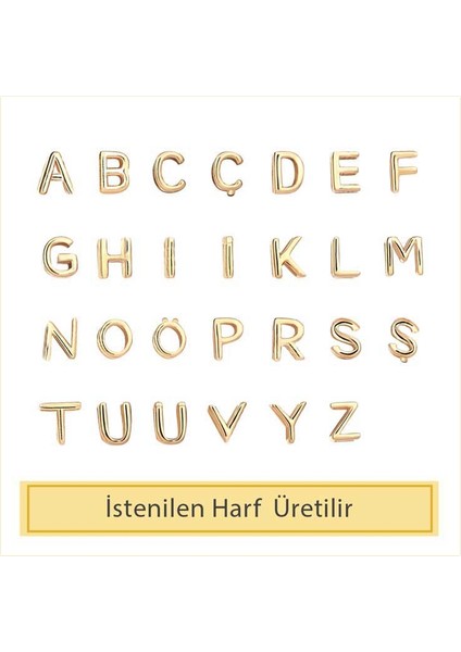 14 Ayar Altın R Harfli Yüzük modelleri