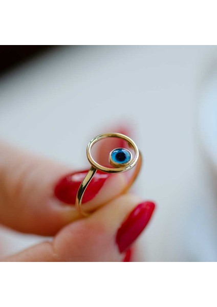 14K Altın Nazar Boncuklu Eklem Yüzük modelleri