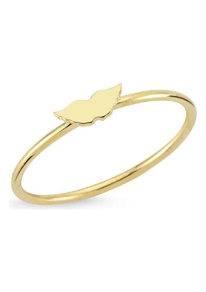 14 Ayar Altın Sade Melek Kanadı Yüzük