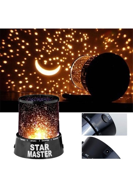 Renkli LED Gece Lambası Projektör Yıldızlı Gökyüzü Yıldız Ay Çocuk Çocuk Bebek Uyku Romantik LED Projeksiyon Lambası Odası Dekor (Yurt Dışından)