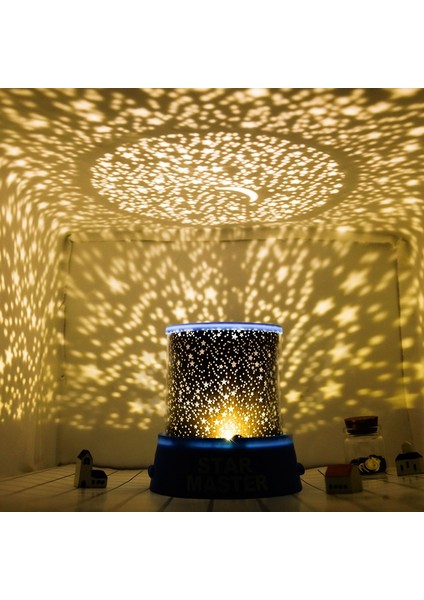 Renkli LED Gece Lambası Projektör Yıldızlı Gökyüzü Yıldız Ay Çocuk Çocuk Bebek Uyku Romantik LED Projeksiyon Lambası Odası Dekor (Yurt Dışından)