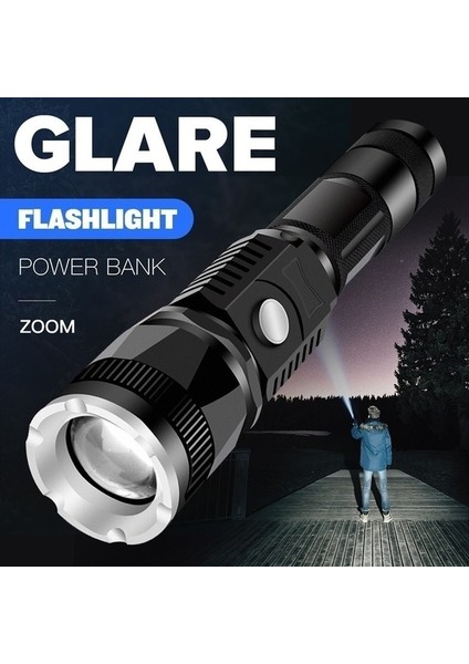 LED El Feneri Torche Su Geçirmez USB Şarj Edilebilir (Yurt Dışından)