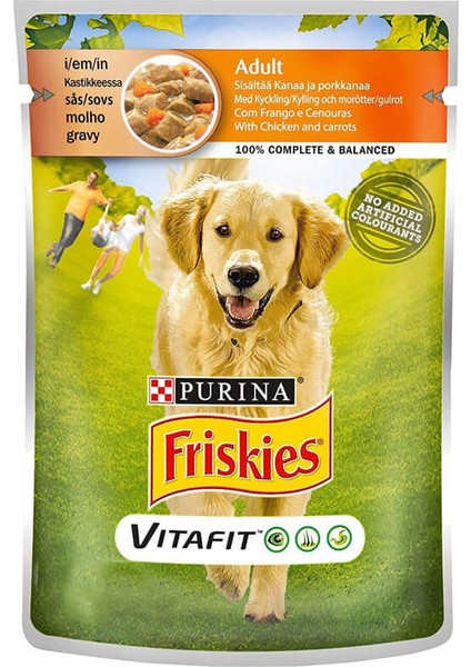 Purina Friskies Tavuklu ve Havuçlu Pouch Konserve Yetişkin Köpek Maması 20 x 100 gr