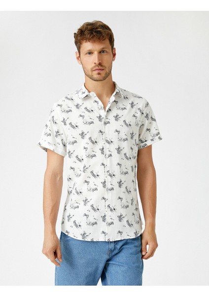 Kisa Kollu Gömlek Baskili Pamuklu modelleri