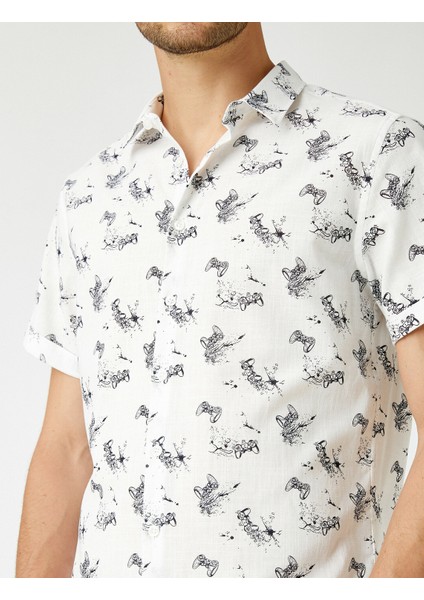 Kisa Kollu Gömlek Baskili Pamuklu indirimleri