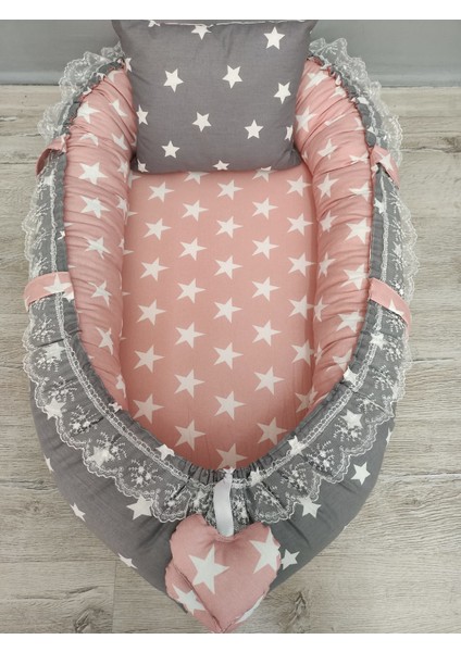 Babynest Dünyası Gri Yıldız,pembe Yıldız Orijinal  Babynest ve Yastık