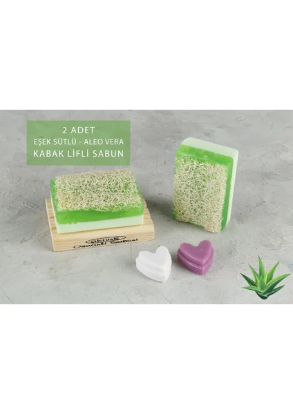 Aktürk Osmanli Sabuni Eşek Sütlü & Aloe Veralı Kabak Lifli 2'li Sabun 240GR