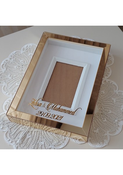 21X30 cm Gold Pleksili Yeni Trend Tasarım Anı Çerçevesi! Ayna Çerçeve!
