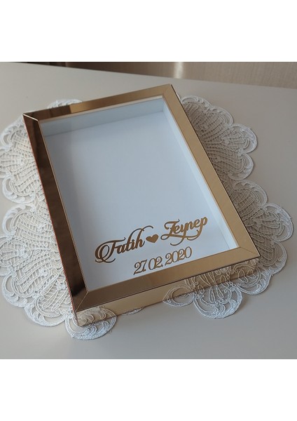 21X30 cm Gold Pleksili Derin! Yeni Moda Tasarım Gül Kutusu Anı Çerçevesi! Ayna Çerçeve!