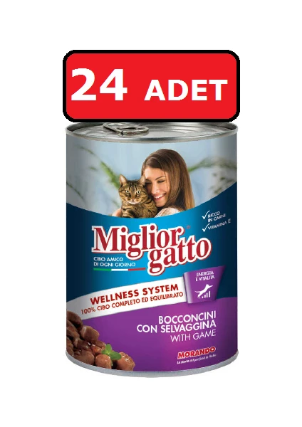 Miglior Gatto Av Hayvanlı Yetişkin Kedi Maması 24 Adet x 405 gr Konserve Yaş Mama