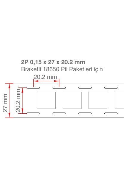 2p Braketli 18650 Pil Punta Için Nikel Kaplama Şerit 5 Metre (0,15 x 27 x 20.2 Mm)