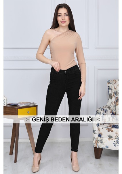 Kadın Siyah Denim Dar Paça Jean Pantolon G026-1