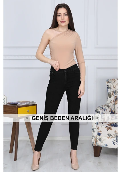 Gül Moda Kadın Siyah Denim Dar Paça Jean Pantolon G026-1