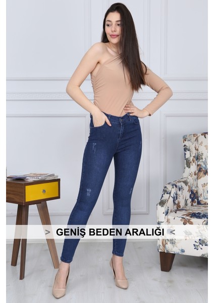 Kadın Mavi Denmi Dar Paça Jean Pantolon G026