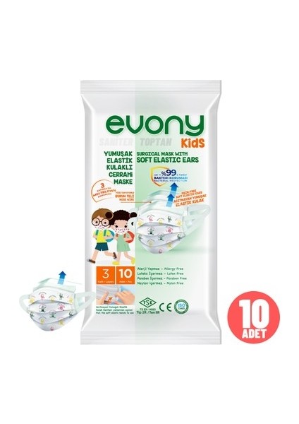 Kids 10'lu Sosyal Mesafe Çocuk Maskesi