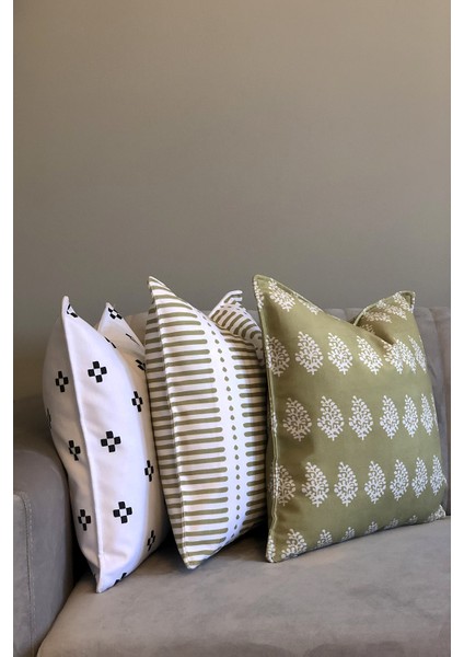 Yaprak Desenli Minimal Modern Kırlent Kılıfı