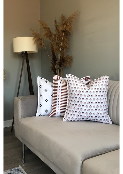 Çiçek Desenli Minimal Modern Kırlent Kılıfı