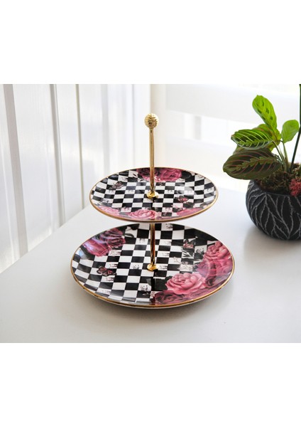 Seramik 2 Katlı Kurabiyelik Rose Model