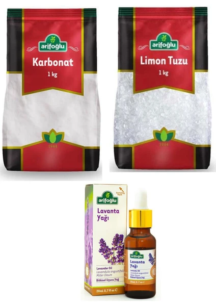 Karbonat 1 kg + Limon Tuzu 1 kg + Lavanta Yağı 20 ml 3'lü