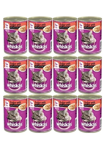 Biftekli Konserve Kedi Maması 400 gr x 12 Adet